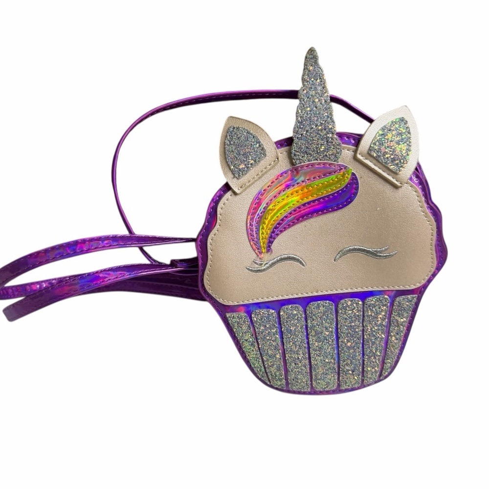 Glitter Metallic Girl Unicorn Cupcake Purse 9,5*6,5"